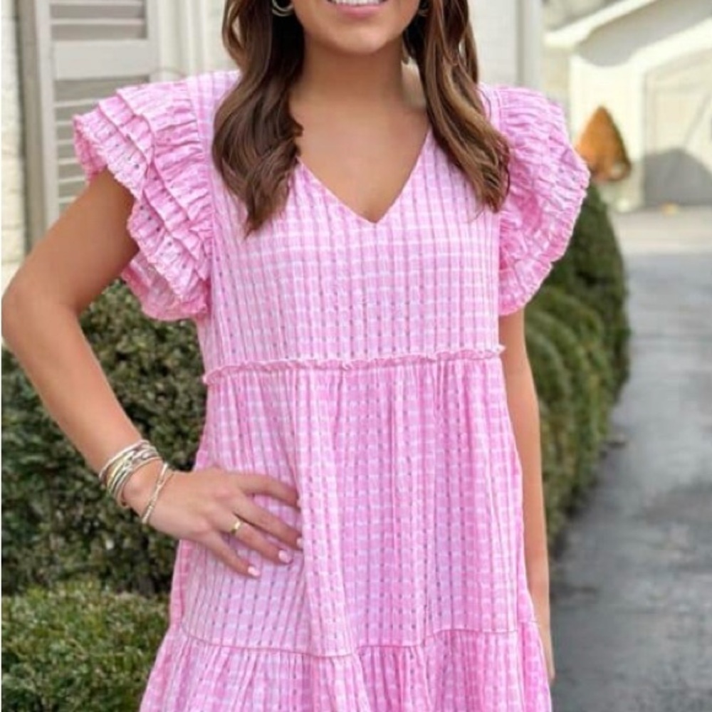 THML Pink Gingham Dress Small New - Picture 2 of 3